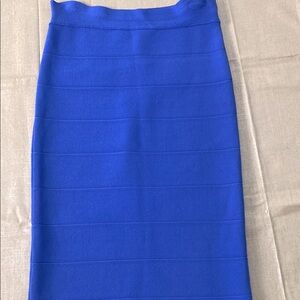 BCBGMaxAzria Blue Ribbed Pencil Skirt Cocktail